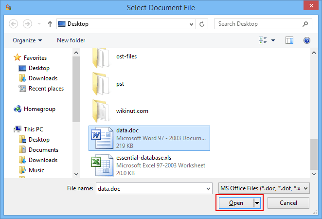 select file